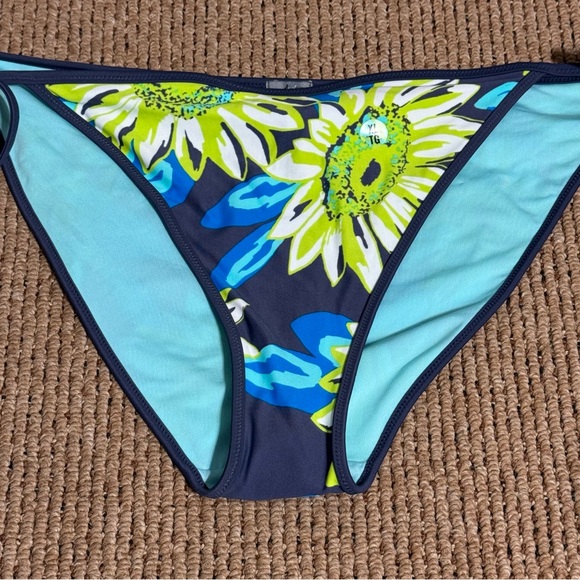 NWOT Aerie Bikini Bottom Triangle String Tie Blue Green Floral - Picture 2 of 6